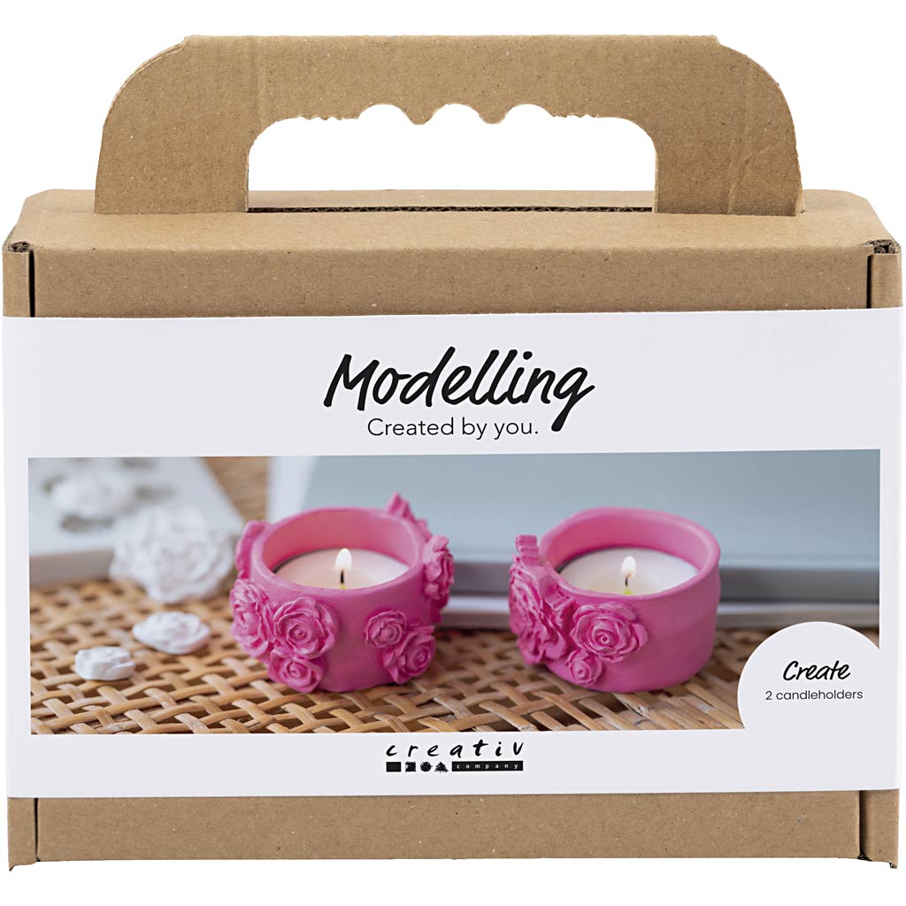 Creativ company mini hobbyset boetseren theelichthouders roze