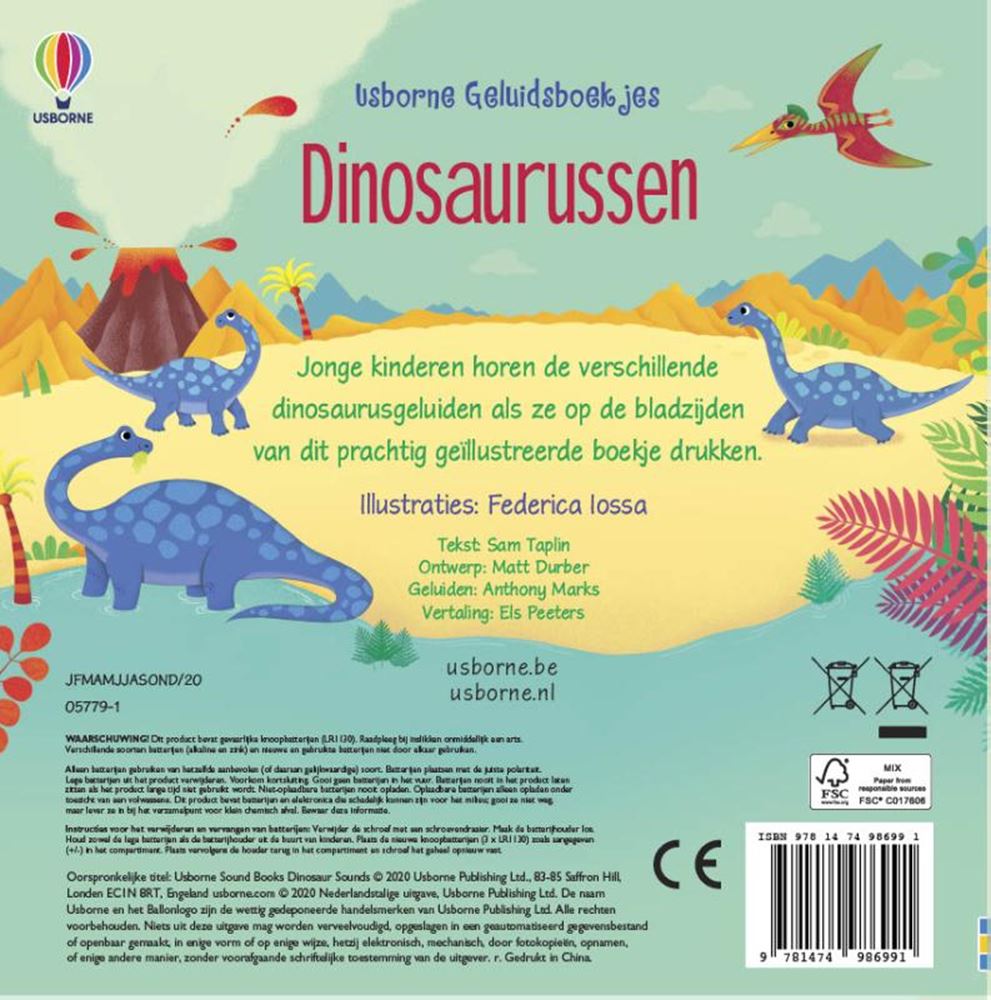 Wpg uitgevers geluidenboek: dinosaurussen. 1+ | 2 stuks