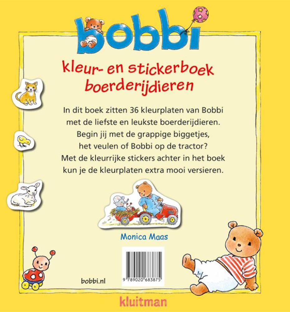 Uitgeverij kluitman bobbi kleur-en stickerboek. boerderij 2+