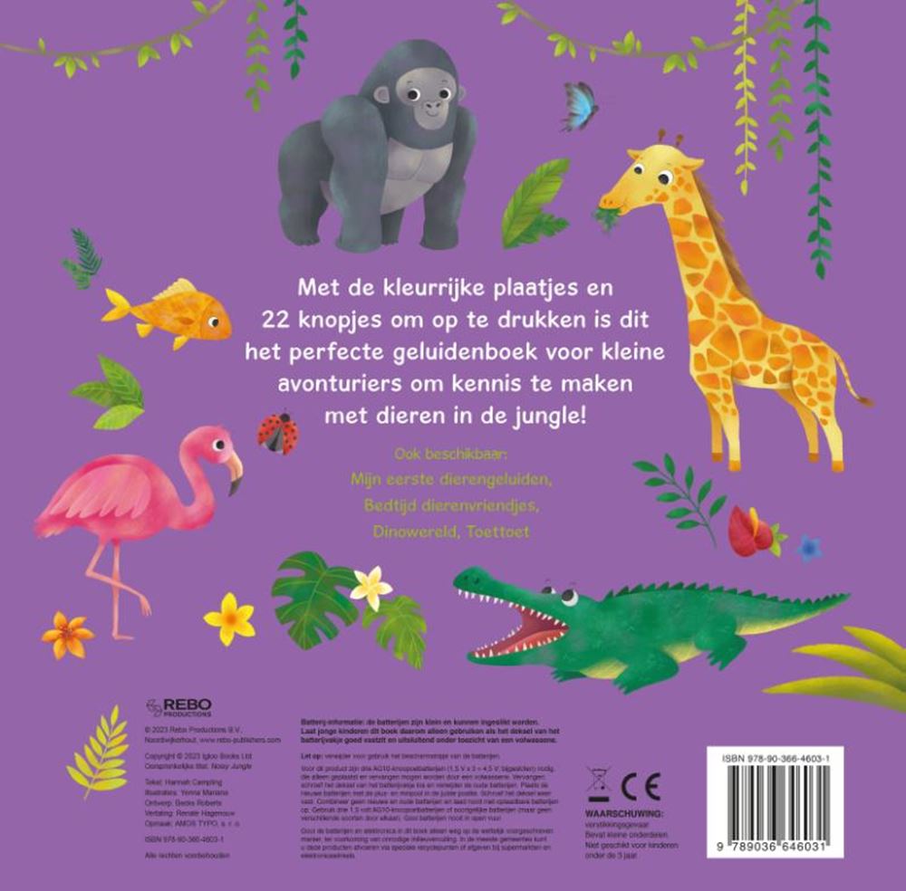 Rebo Publishers - Rebo Publishers Geluidenboek: junglegeluiden 0+