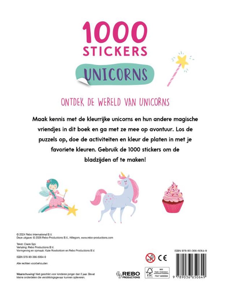 Rebo Publishers - Rebo Publishers Unicorns & friends - 1000 stickers 4+