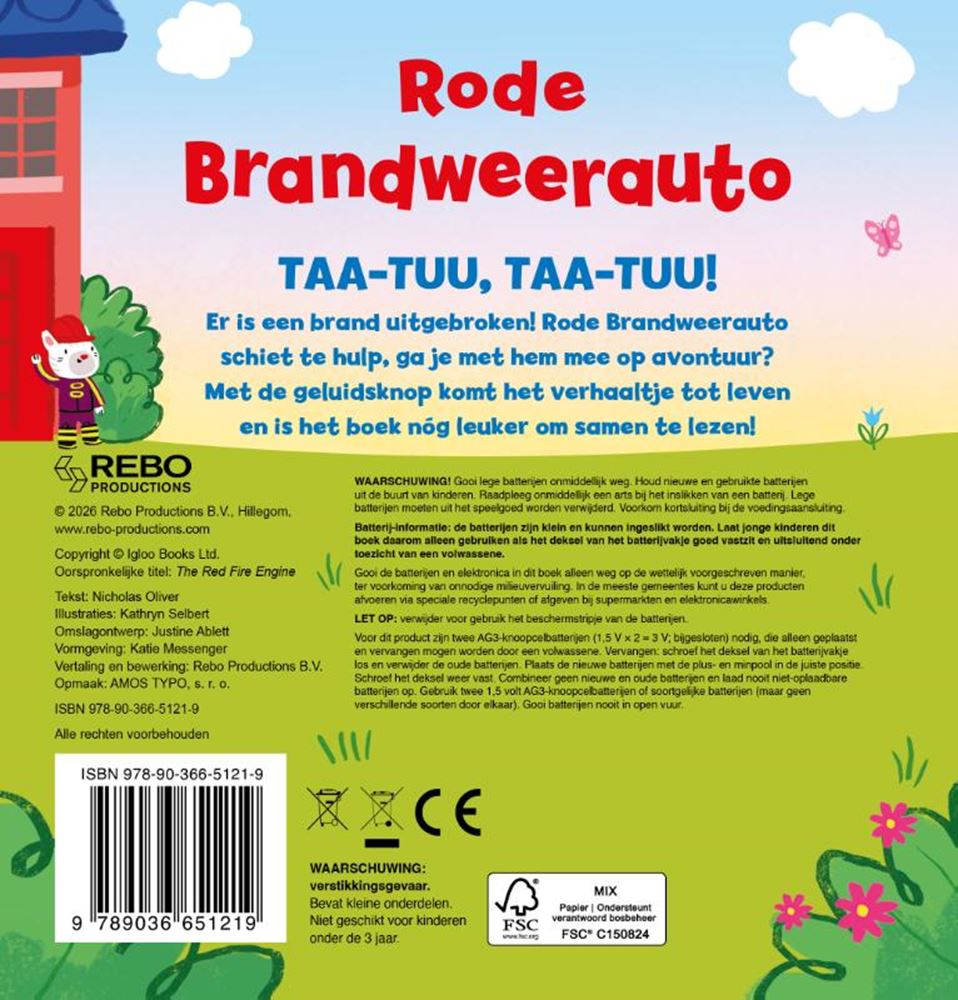Rebo Publishers - Rebo Publishers Rode brandweerauto - geluidenboek