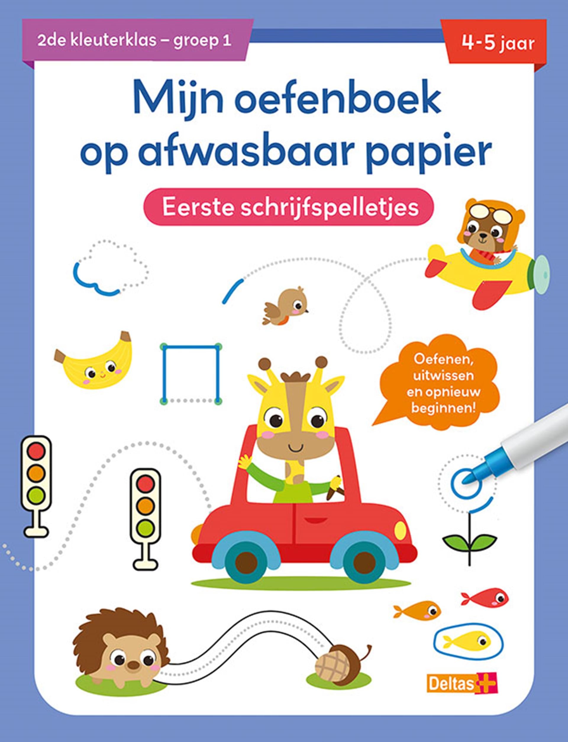Deltas oefenboek afwasbaar papier eerste schrijfspelletjes (4-5 j.)
