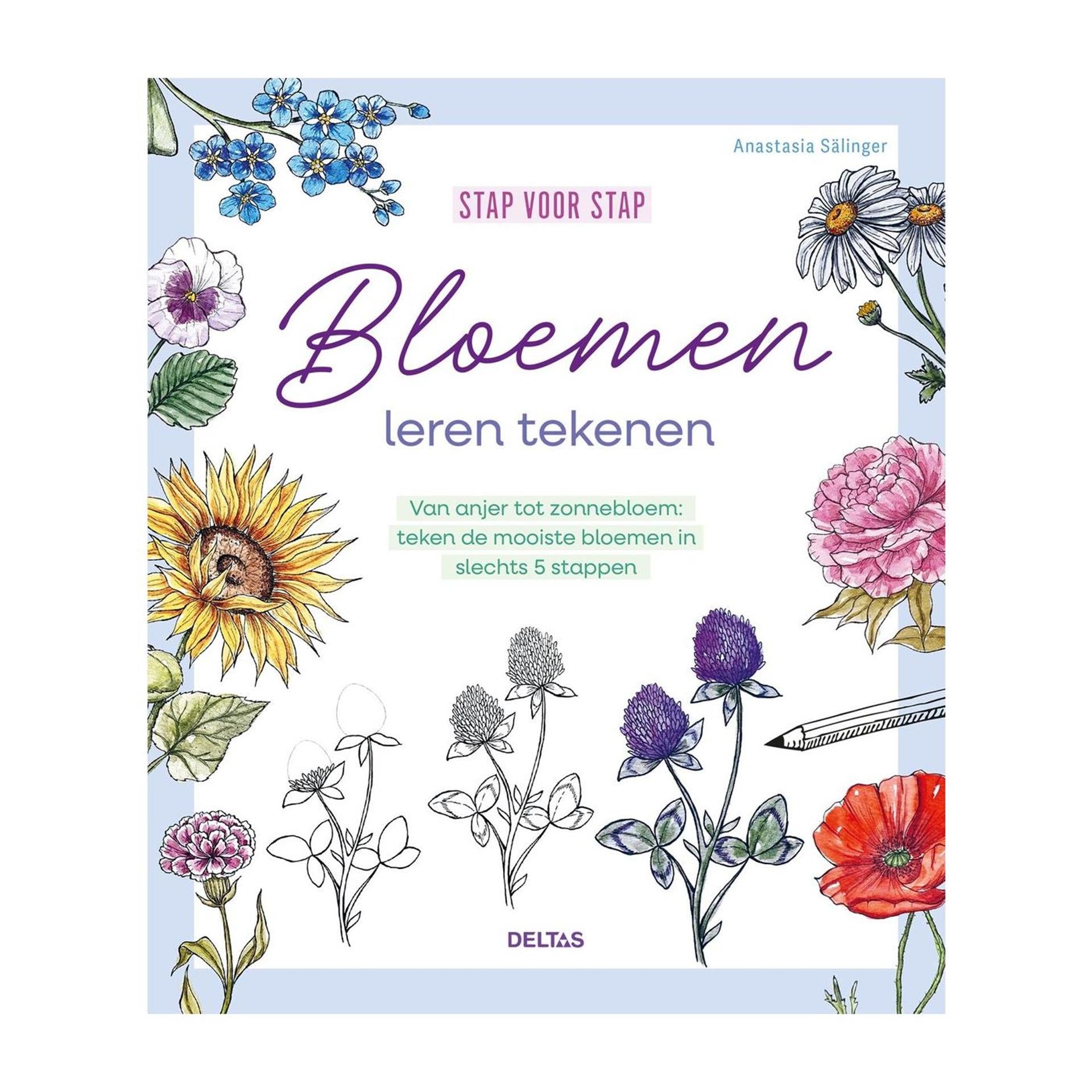 Deltas stap voor stap bloemen leren tekenen