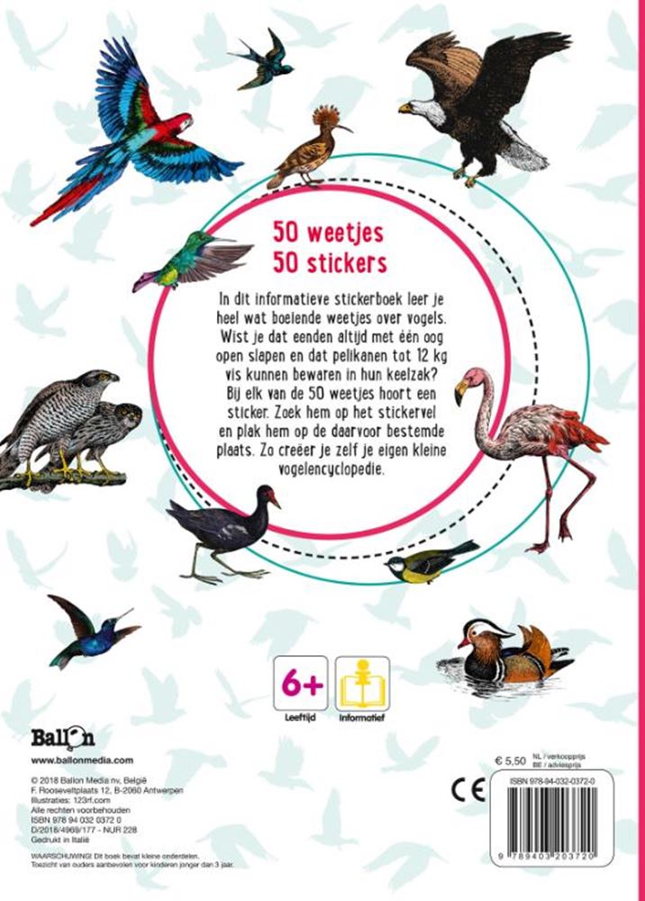 Standaard uitgeverij vogels. 50 weetjes, 50 stickers. | 3 stuks