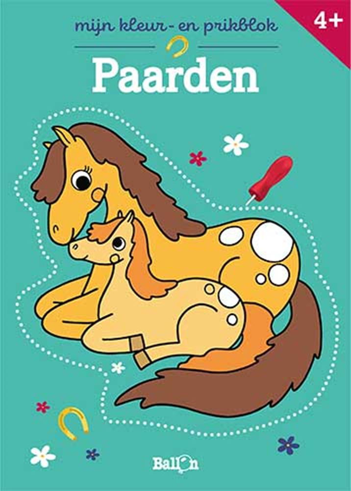 De ballon mijn kleur-en prikblok paarden. 4+