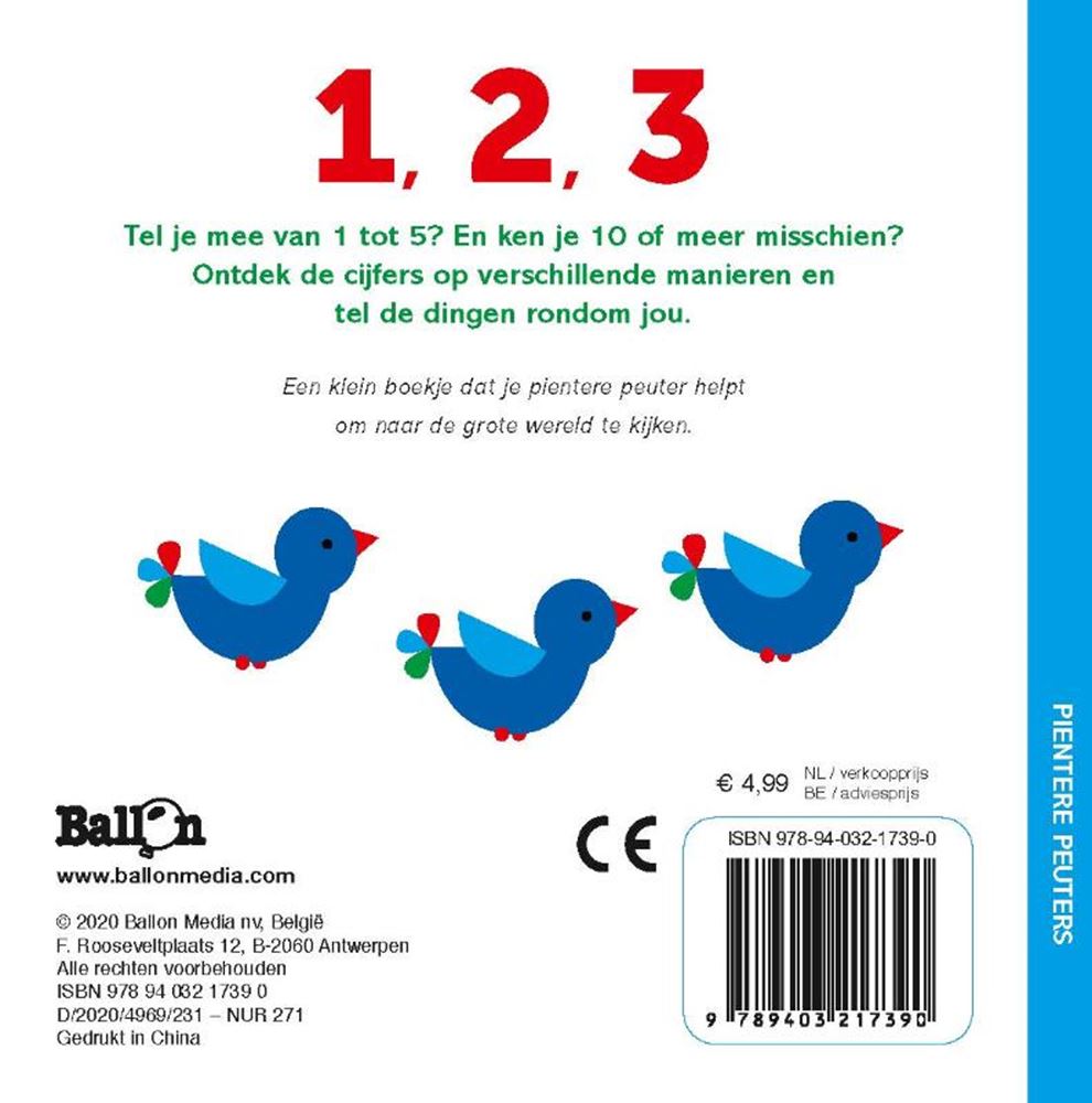 Standaard Uitgeverij - Standaard Uitgeverij Pientere peuters kartonboek - 1 2 3