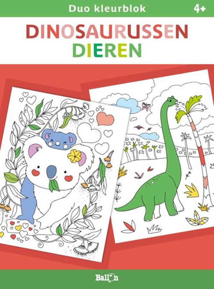 Ballon duokleurblok, dinosaurus en dieren. 4+