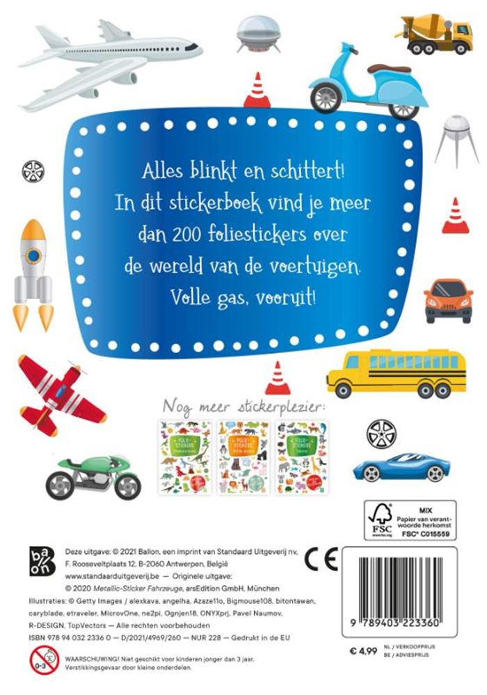 Glitterstickers, voertuigen. 3+