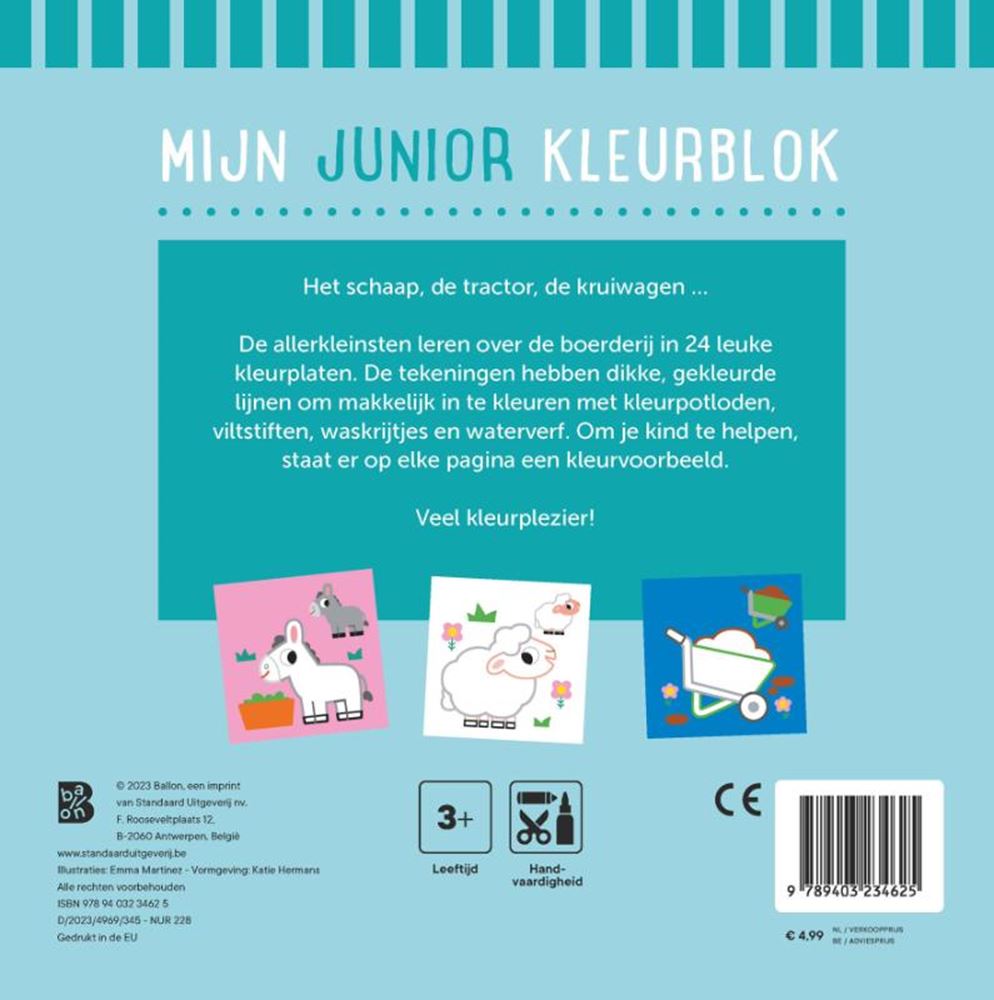Standaard Uitgeverij - Standaard Uitgeverij Mijn junior kleurblok - de boerderij 3+