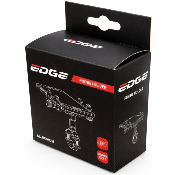 Edge - Telefoonhouder g21 - aluminium - 360° draaibaar - universele stuurmontage - extra stevig - zwart