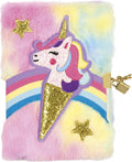 Totum - Totum unicorn furry geheim dagboek met slot - speelgoed meisjes notitieboek secret diary met eenhoorn applicatie 21 x 15 cm cadeau tip