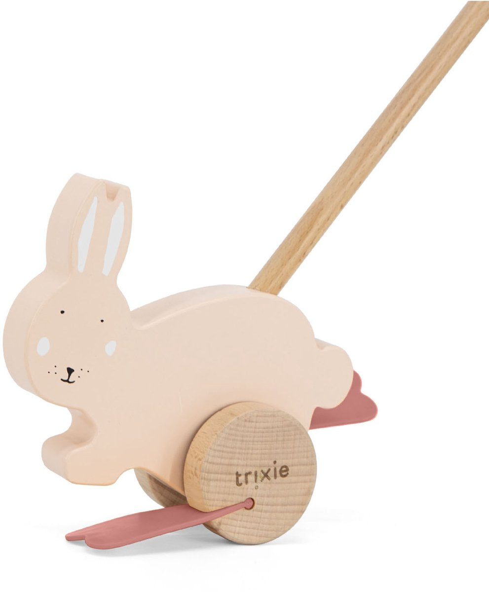 Trixie houten duwstok - mrs. rabbit - kinder speelgoed - vanaf 1,5 jaar - voor jongens en meisjes - fsc