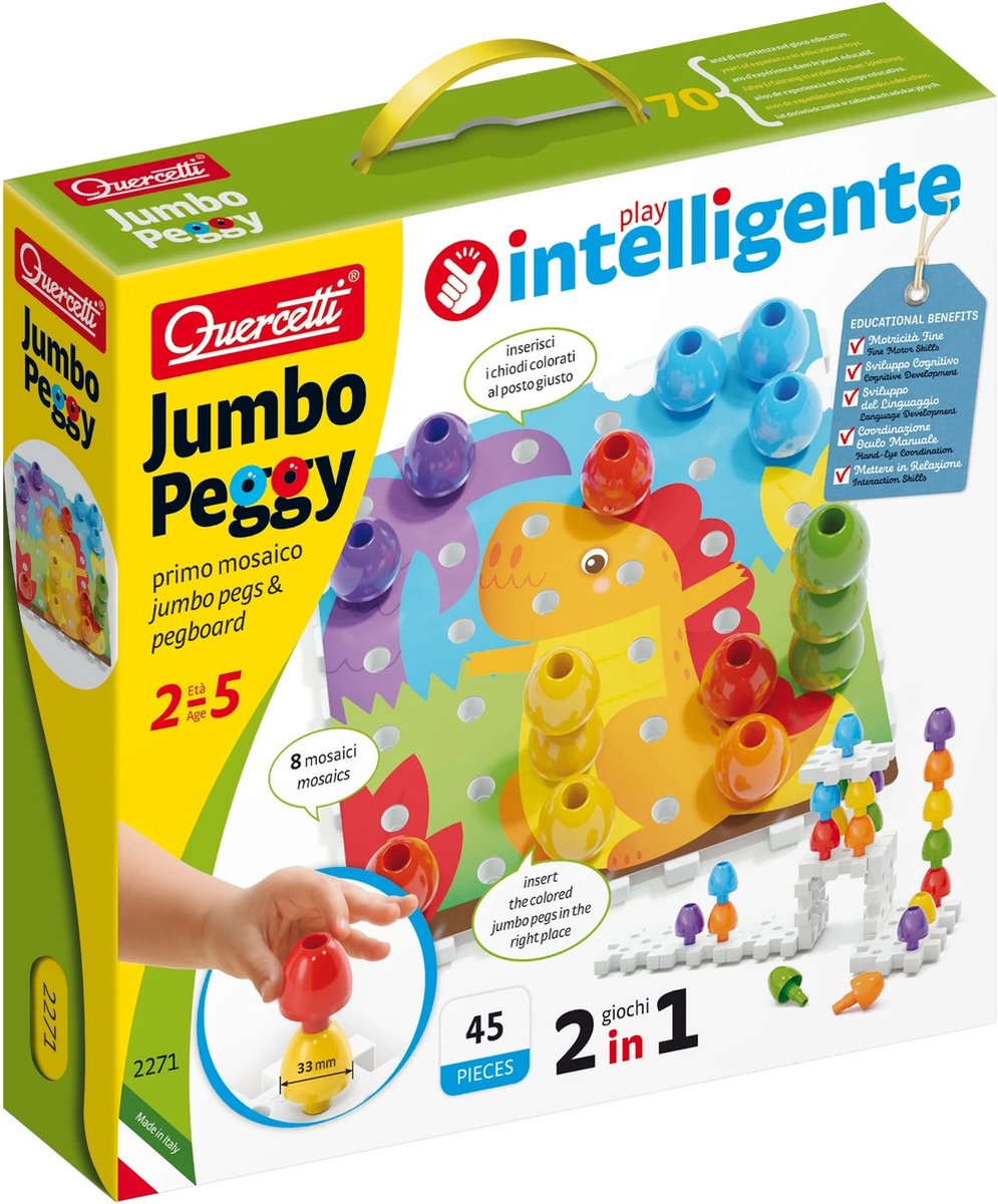 Quercetti - stapelspel jumbo peggy junior karton 45-delig