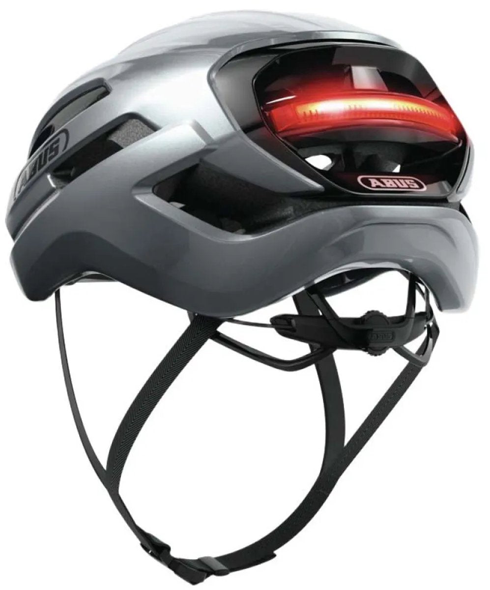 ABUS - ABUS Fietshelm taipan led graphite silver s - 51-55 cm - zilver - geschikt voor gebruik op gravel bikes - 275 g