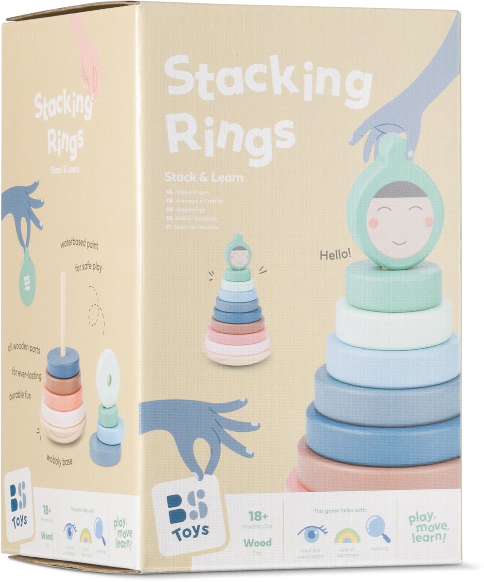 BS Toys - – stapelringen – educatief spel – houten stapelspel – vanaf 18 maanden