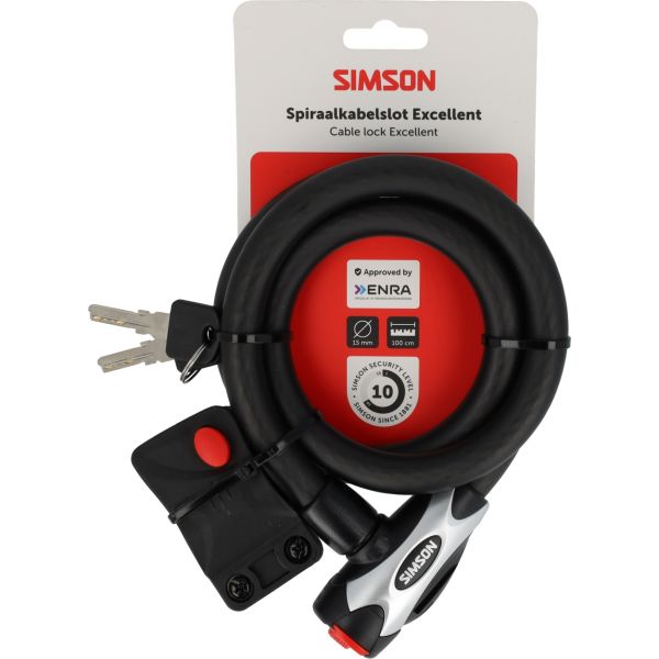 Simson spiraalkabelslot excellent size l - 15mm x 100cm