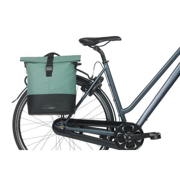 Basil B.V. - B.V. Dubbele fietstas cove mik 28-32l 14 x 29 x 36 cm - groen/zwart