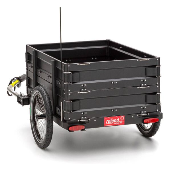 Roland - Fietstrailer carrie m.e - basismodel met dubbele zijwanden zwart