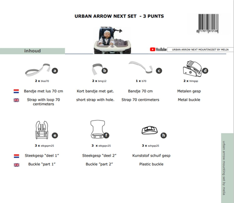 Melia - baby/peuter schaal bev.set 3p urban arrow next