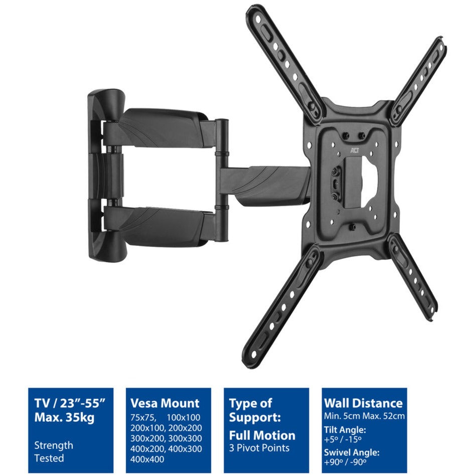 Act connectivity full motion tv en monitor wandsteun, 23 tot 55 wandmontage (zwart)