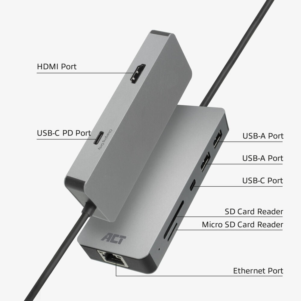 Act connectivity usb-c 4k docking station voor 1 hdmi monitor, ethe