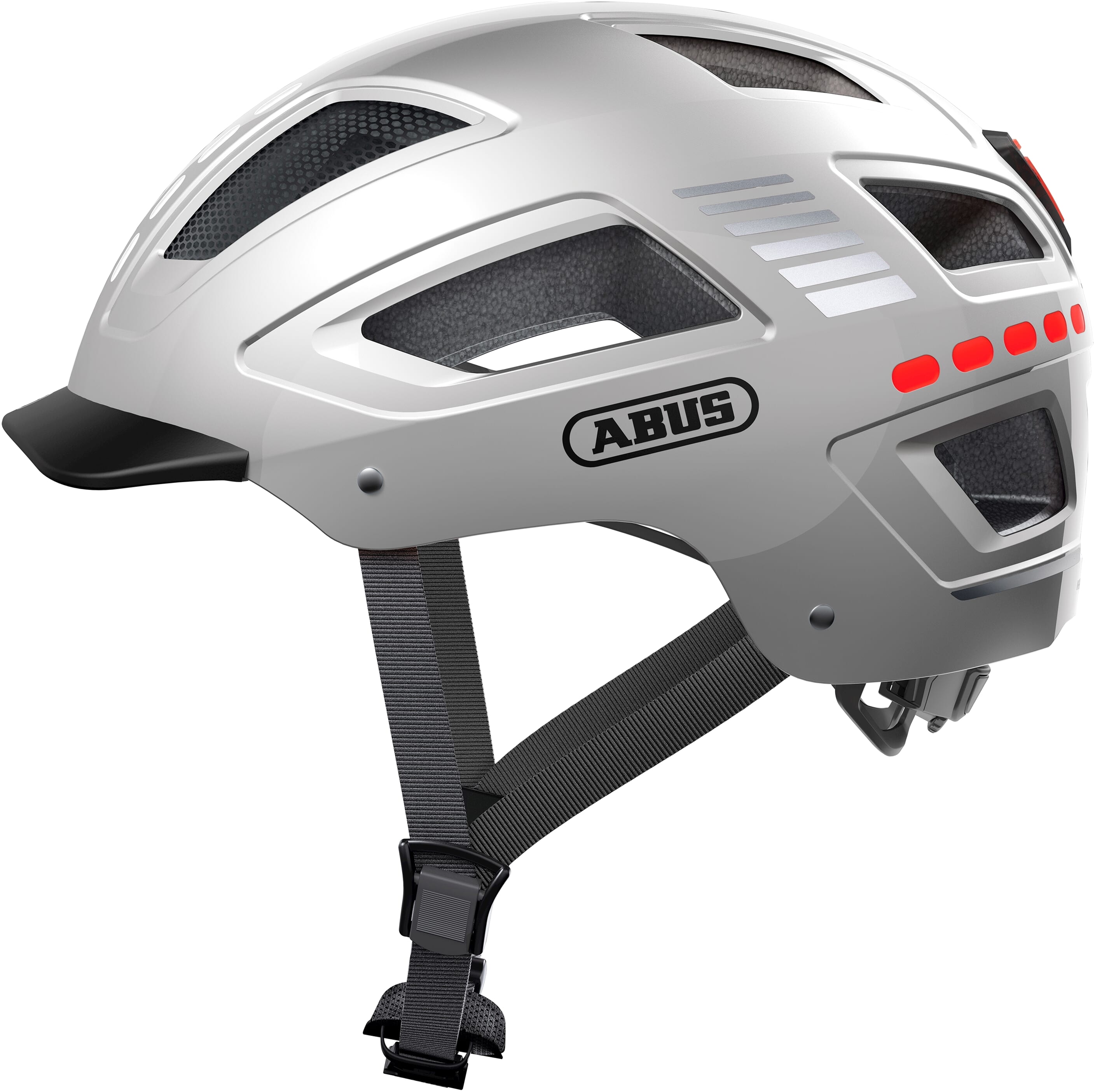 Abus fietshelm hyban 2.0 led signal silver m - 52-58 cm - zilver - geschikt voor gebruik op elektrische fietsen - stadsfietsen - 400 g