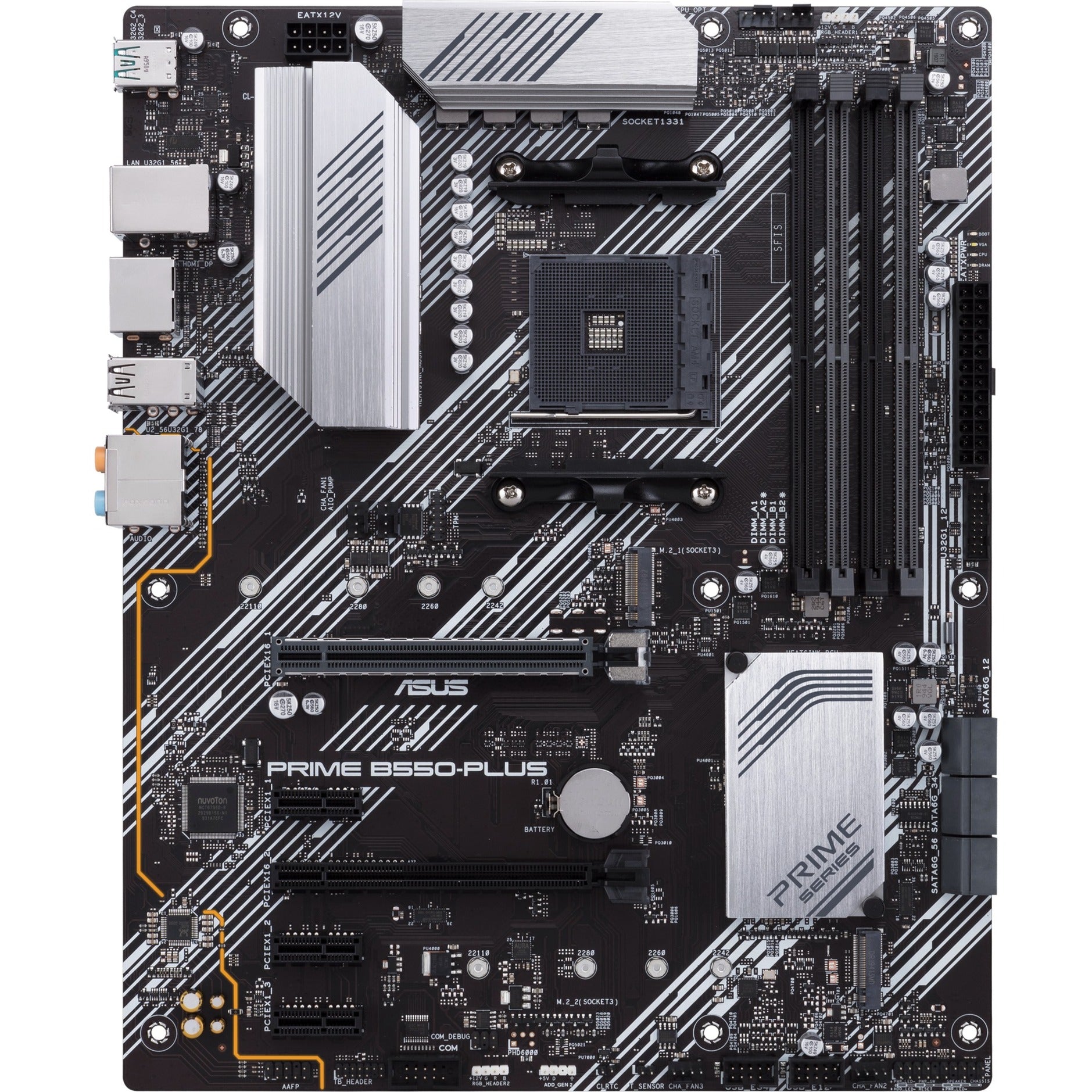 Asus prime b550-plus socket am4 moederbord (zwart zilver, raid, gb-lan, sound, atx)