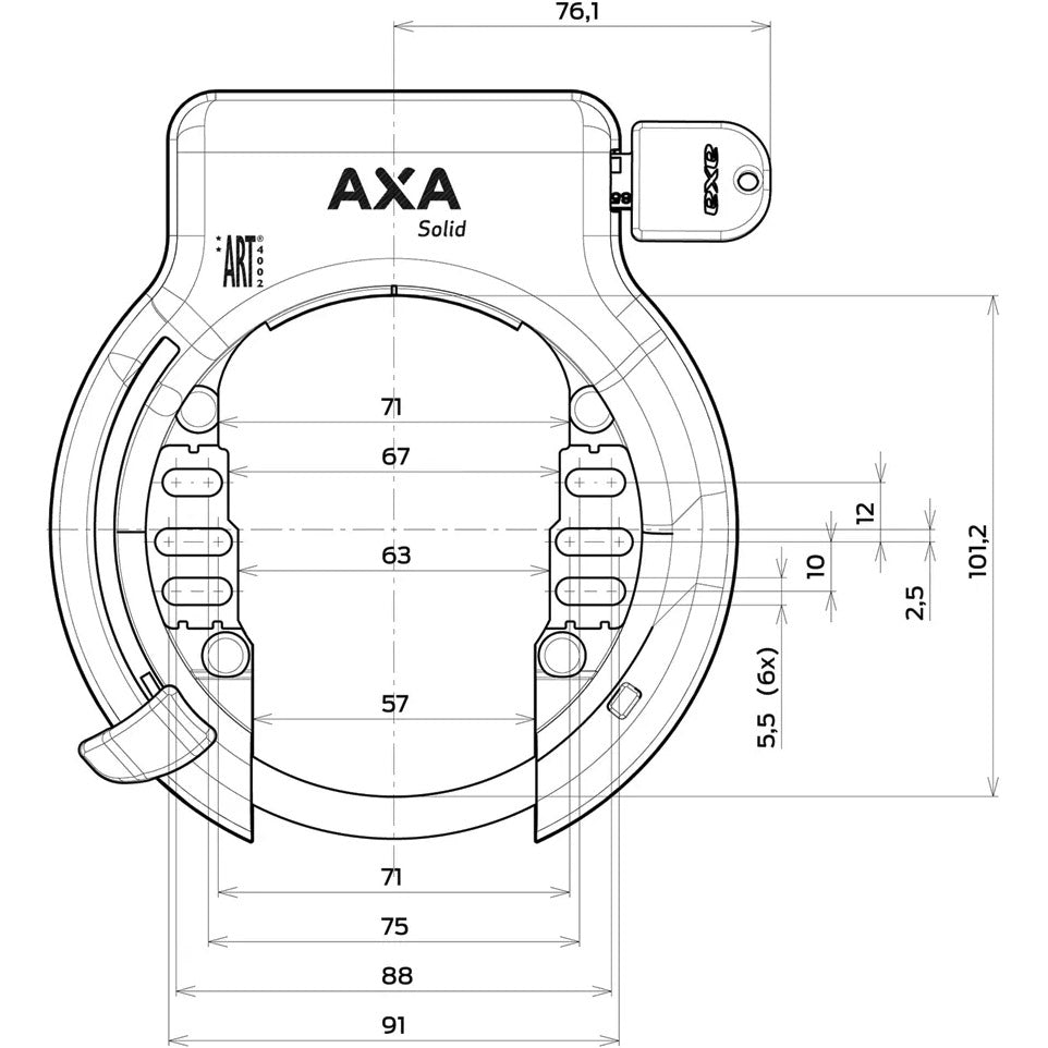 Axa - Ringslot solid zwart spatbordbevestiging