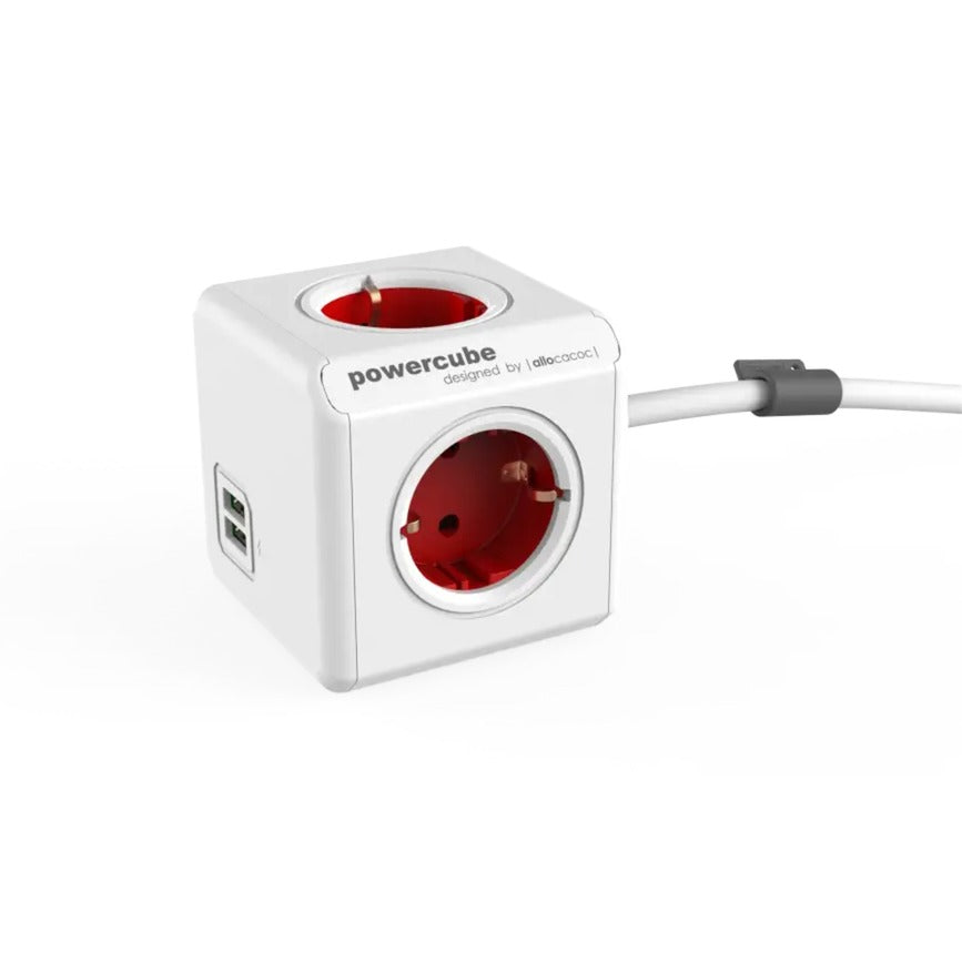 Stekkerdoos allocacoc powercube wit rood