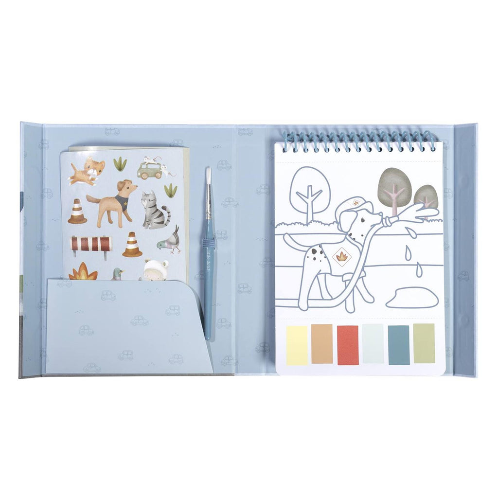 Little Dutch - Little Dutch waterverfset jim voetuigen - incl. kwast en stickers