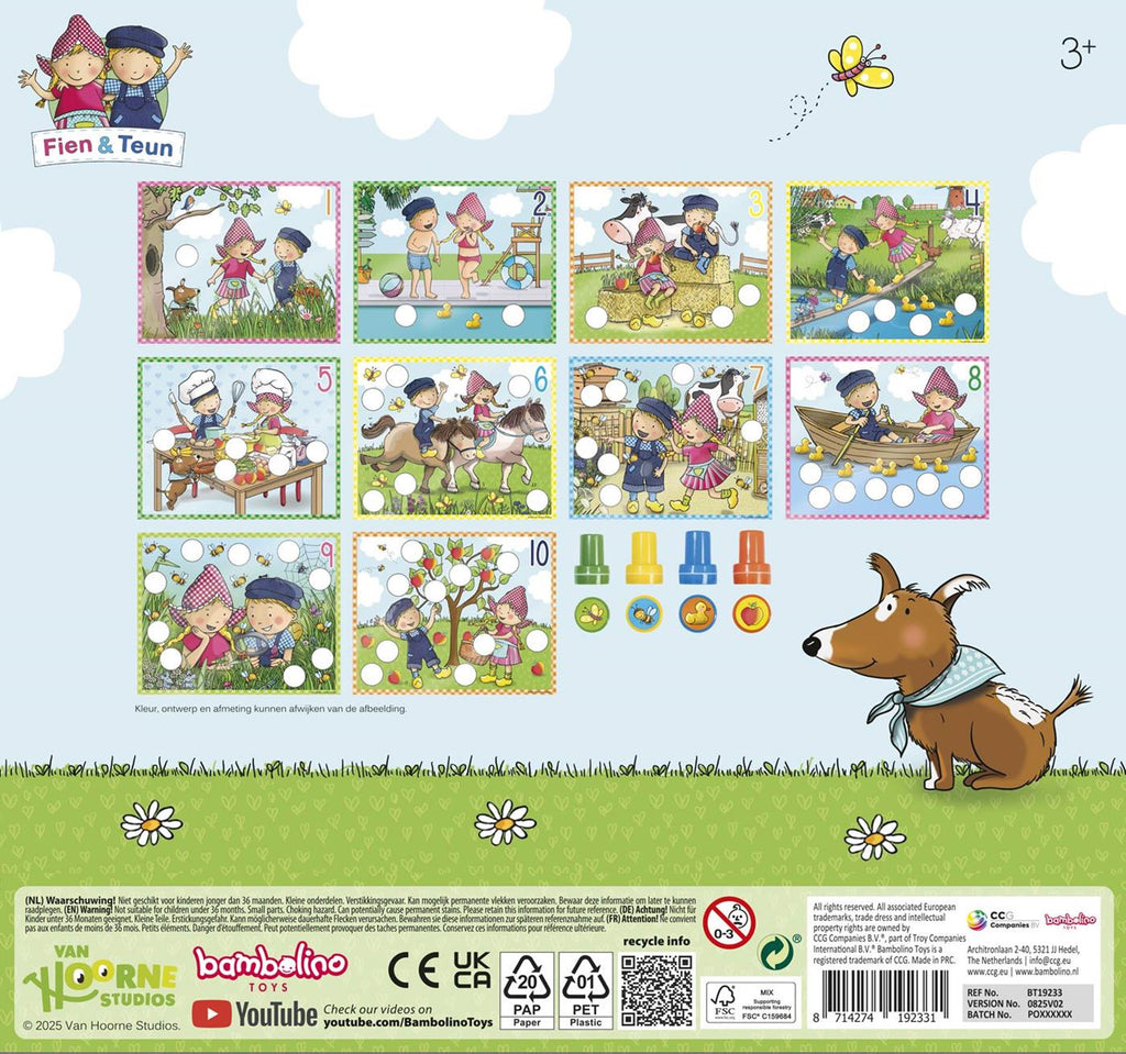 Fien & Teun - Fien & Teun creatieve stempelset stempels en gekleurde kaarten - creatief educatief speelgoed - boerderij speelgoed - vanaf 3 jaar - bambolino toys