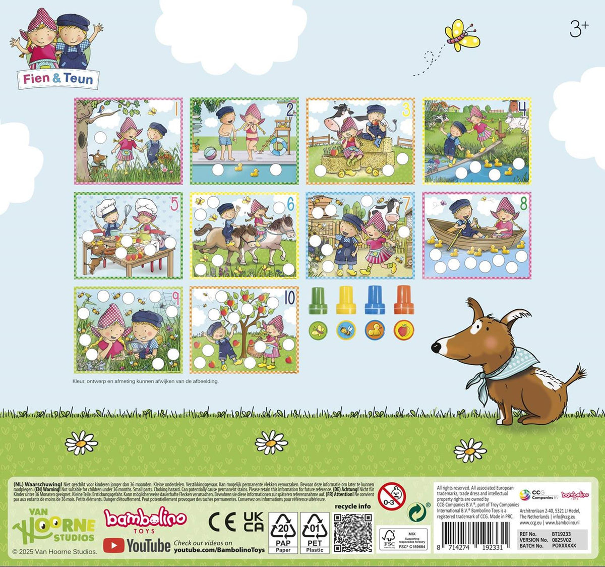 Fien & Teun - Fien & Teun creatieve stempelset stempels en gekleurde kaarten - creatief educatief speelgoed - boerderij speelgoed - vanaf 3 jaar - bambolino toys