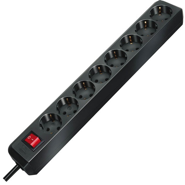 Brennenstuhl eco-line stekkerdoos met schakelaar 8-voudig zwart 3m h05vv-f 3g1,5 - 1159300018