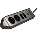 Brennenstuhl estilo hoekstekkerdoos 4-voudig stekkerdoos (zwart roestvrij staal, 2x usb)