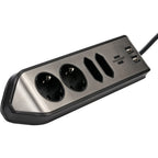 Brennenstuhl estilo hoekstekkerdoos 4-voudig stekkerdoos (zwart roestvrij staal, 2x usb)