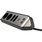 Brennenstuhl estilo hoekstekkerdoos 4-voudig stekkerdoos (zwart roestvrij staal, 2x usb)