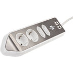 Brennenstuhl estilo hoekstekkerdoos 4-voudig stekkerdoos (wit roestvrij staal, 2x usb)