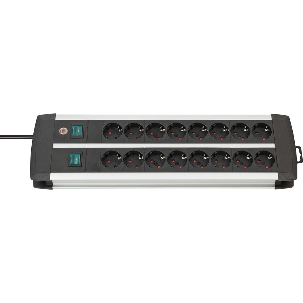 Brennenstuhl premium-alu-line techniek stekkerdoos duo 16-voudig stekkerdoos (zwart zilver, 3 meter)