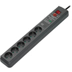 Brennenstuhl secure-tec 19500a +surge protection 6x stekkerdoos (antraciet, 1159540376, voor 6 stekkers)