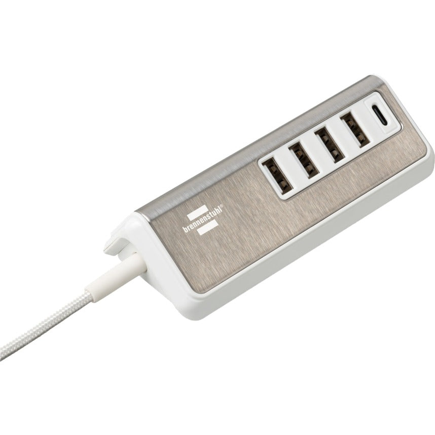 Brennenstuhl estilo meervoudige usb-lader (wit roestvrij staal)