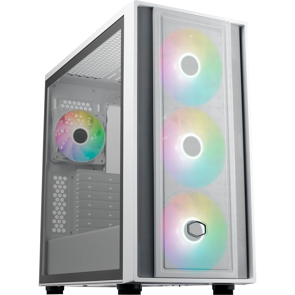 Cooler master masterbox 600 midi tower behuizing (wit | 2x usb-a | 1x usb-c | rgb | tempered glass)