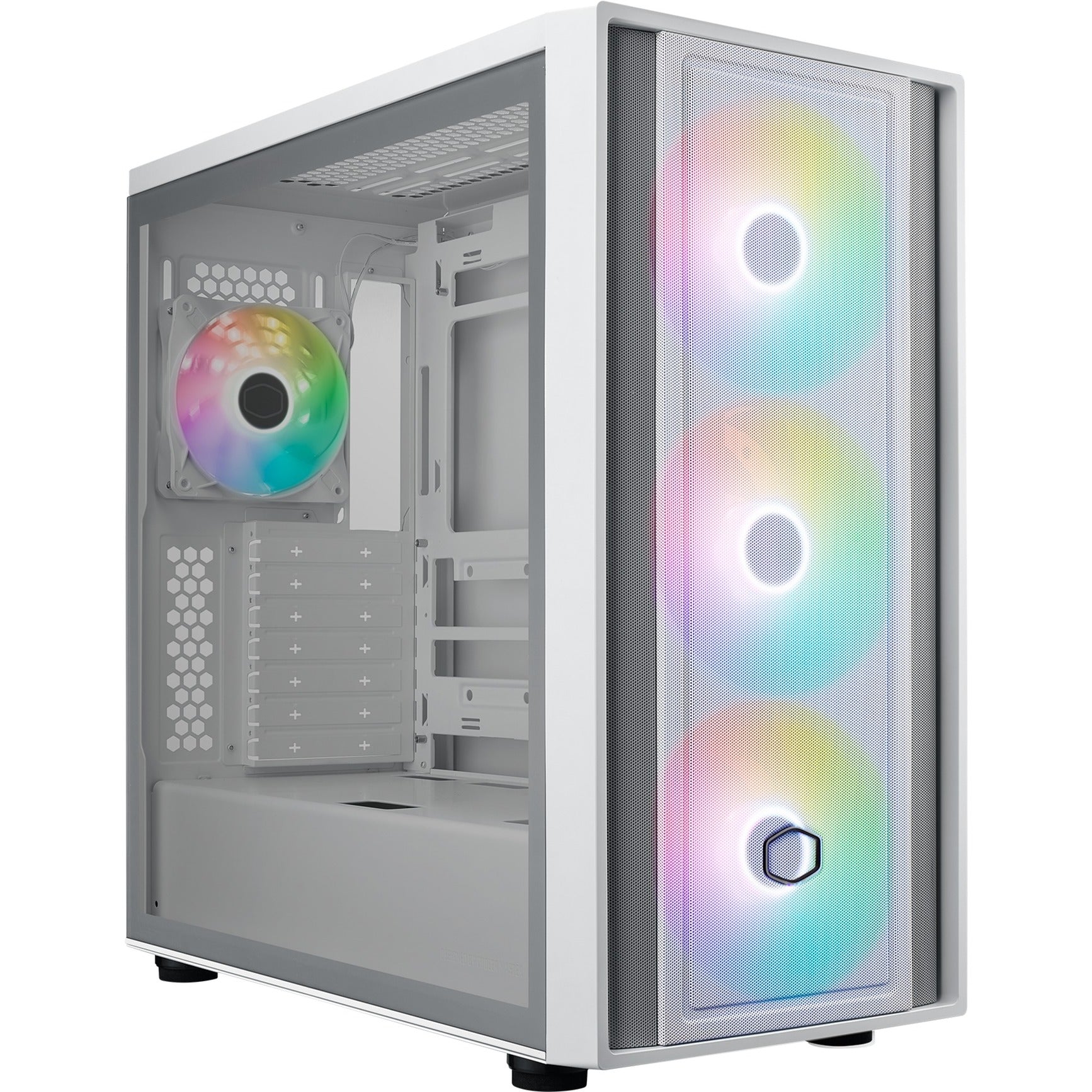 Cooler master masterbox 600 midi tower behuizing (wit | 2x usb-a | 1x usb-c | rgb | tempered glass)