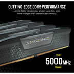 Corsair 32 gb ddr5-6000 kit werkgeheugen (zwart, cmk32gx5m2b6000c30, vengeance, xmp)