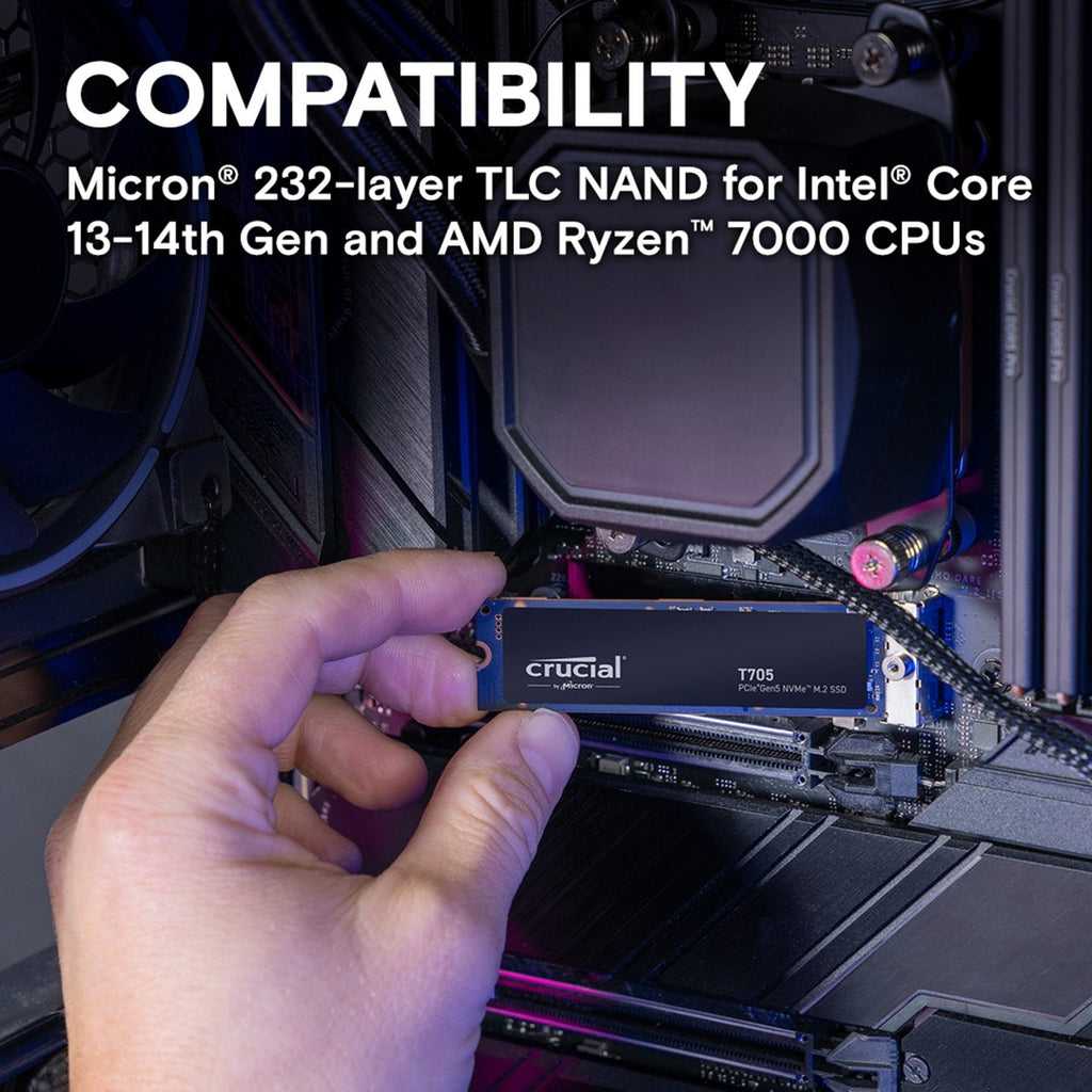 Crucial t705 1 tb ssd (zwart, pcie 5.0 x4, nvme 2.0, m.2 2280)