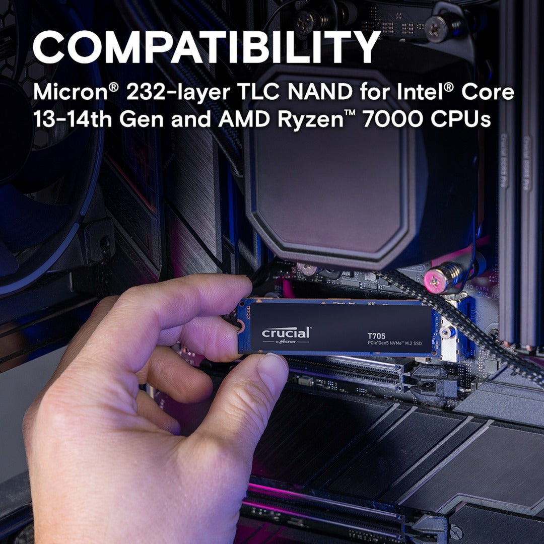 Crucial t705 1 tb ssd (zwart, pcie 5.0 x4, nvme 2.0, m.2 2280)