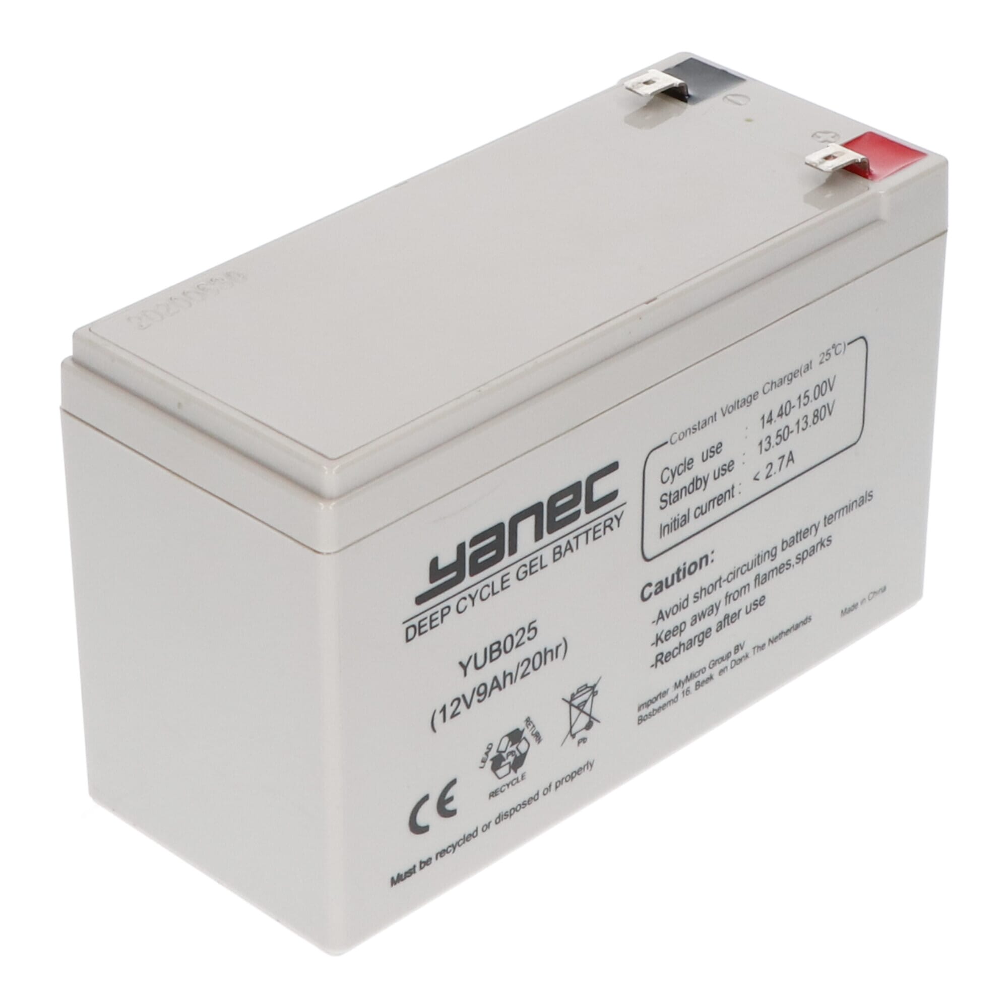 Yanec gel accu 12v 9ah