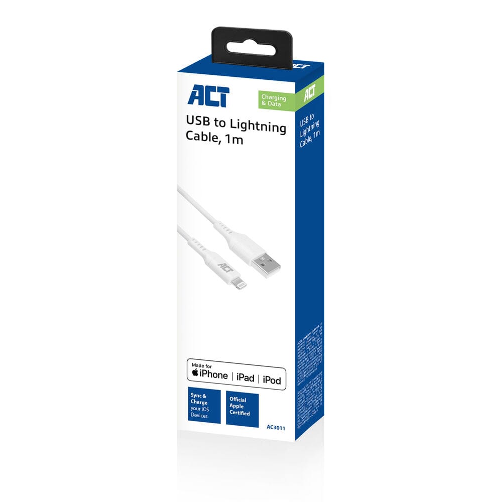 ACT - ACT usb a naar lightning laad- en datakabel 1m mfi certified