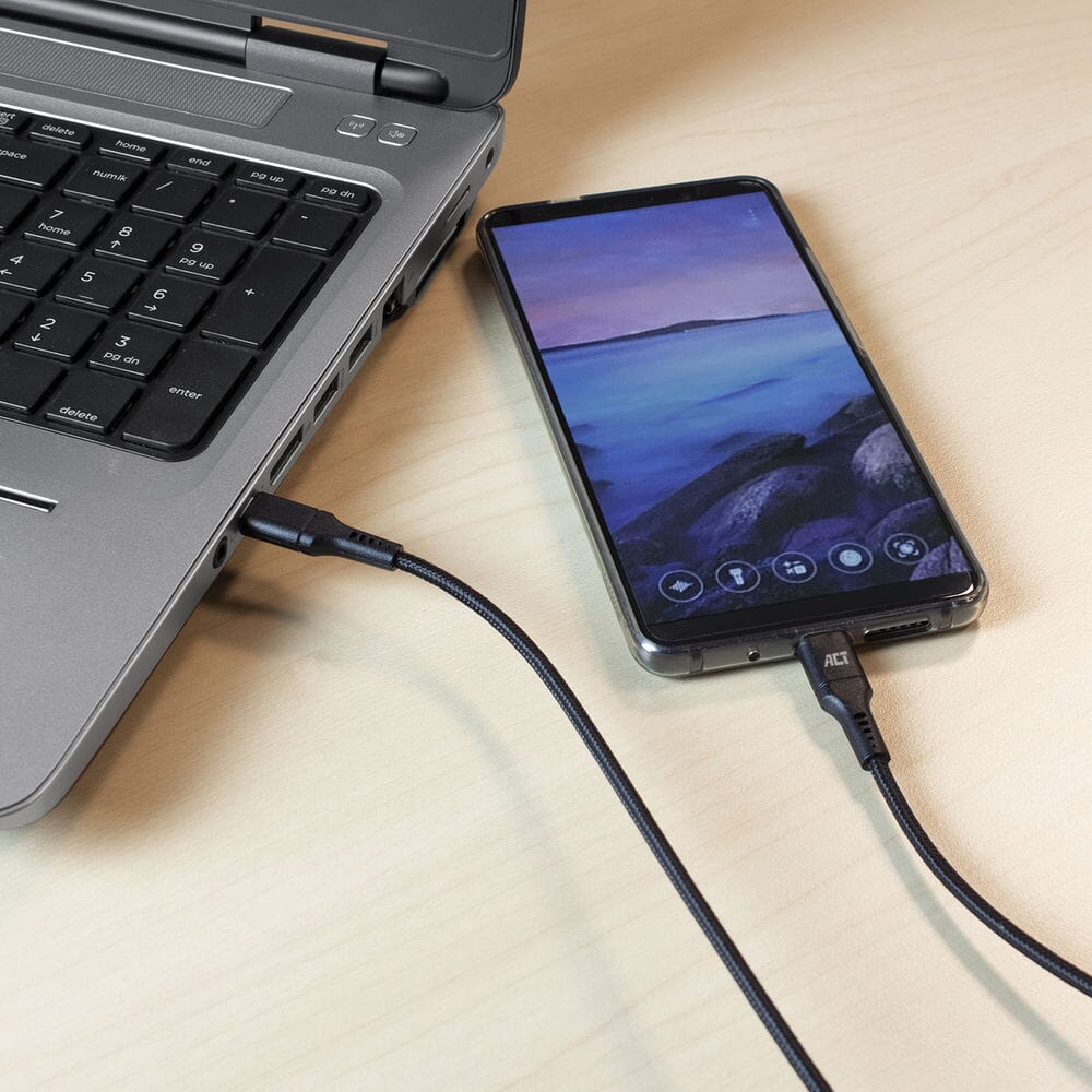 ACT - ACT usb-c male naar usb-c male laad- en datakabel 1m nylon