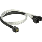 Delock mini sas hd sff-8643 > 4x sata 7-pin kabel (zwart, 0,5 meter)